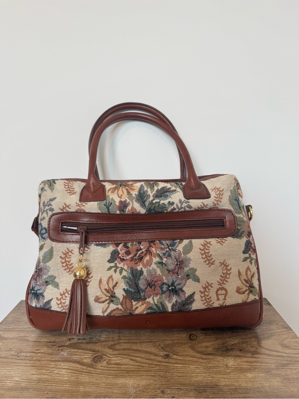 Vintage Etienne Aigner Floral Tapestry Top-Handle Satchel Handbag - Picture 3 of 15